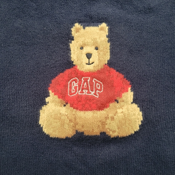 Gap CashSoft Brannan Bear Logo Navy Blue Red Brown Women's Size Small - Picture 3 of 8